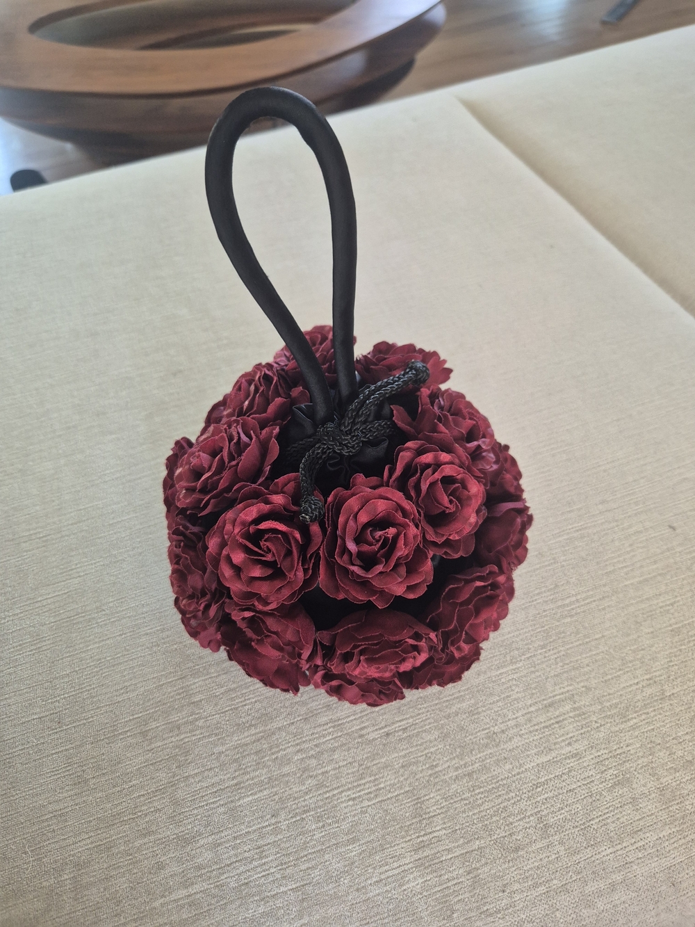 Lollipops Paris  Black Viscose With Red Roses Evening Bag